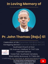 Pastor John Thomas funeral is on December 31 in Houston